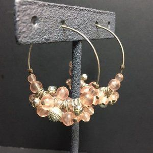 Pink Hoop Earrings Pierced Pale Translucent Round Silver Wire Barbie Retro Glam